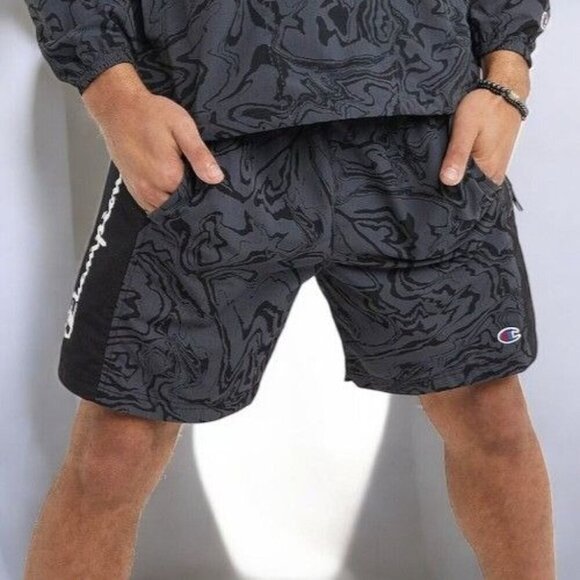 Champion Big Tall Mens Elastic Waist Liquid Marble Printed Nylon Shorts NEW 2XL - Picture 2 of 5